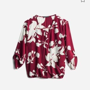 West Kei - Allan Surplice Rolltab High Low Blouse